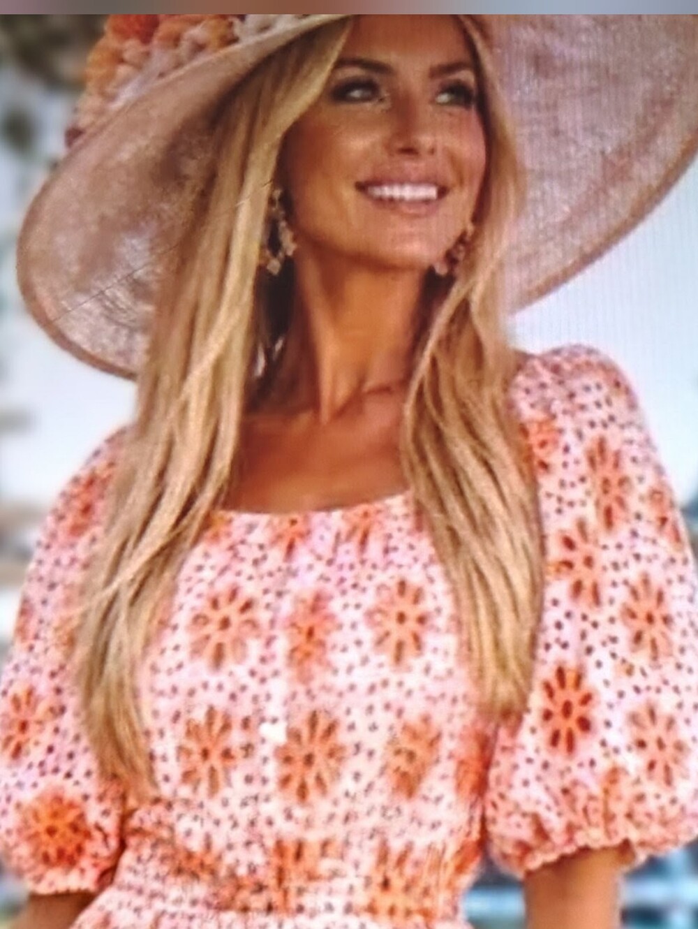 Lilly Pulitzer Pink and Orange Floral Puff-Sleeve Tunic